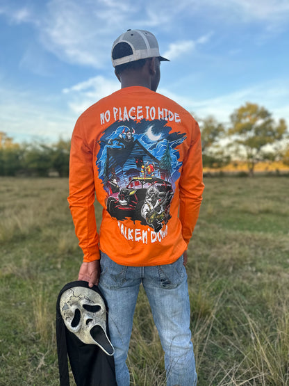 Orange Graphic Long Sleeve T-Shirt