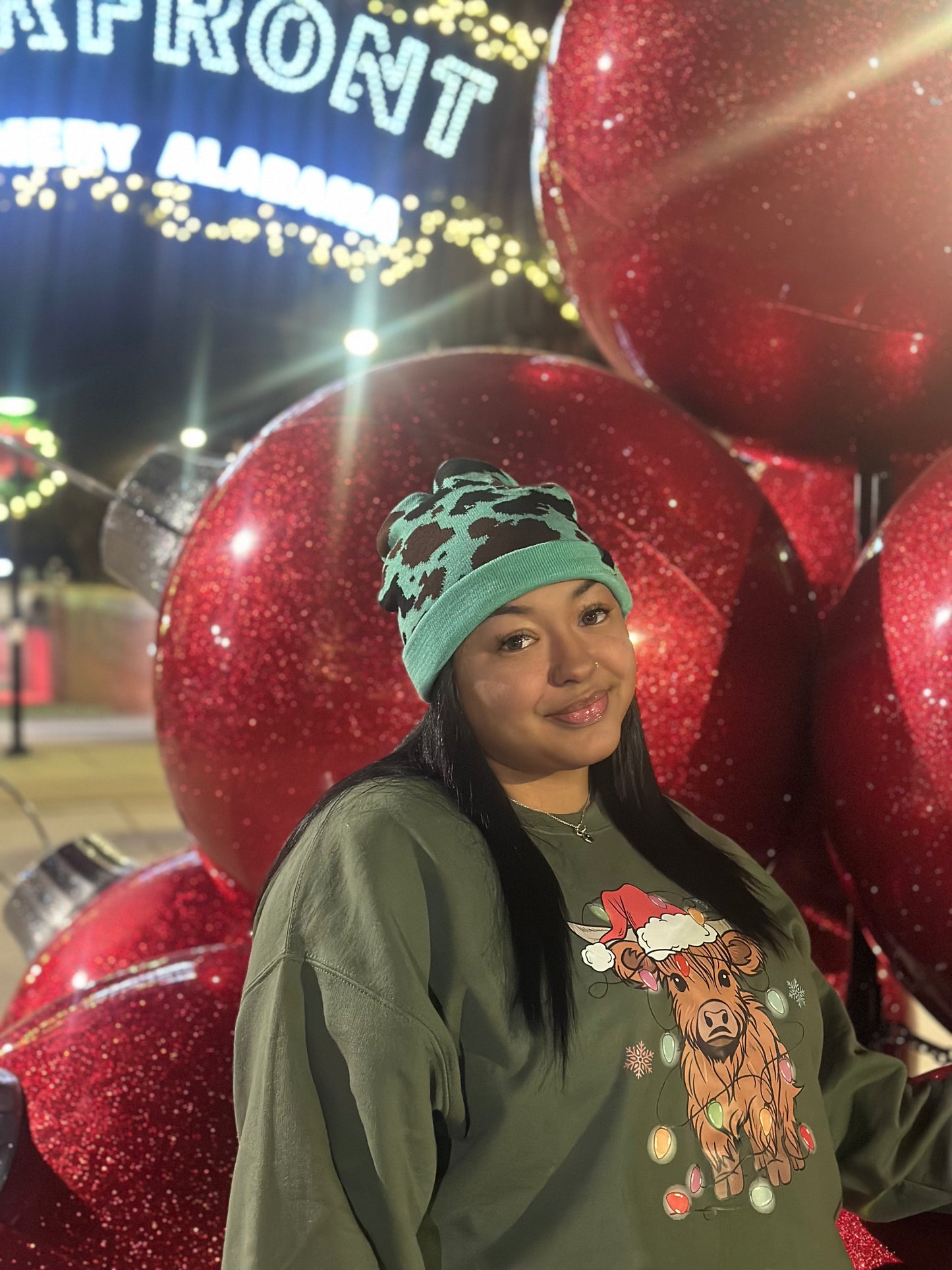 Turquoise Cow-print Beanie