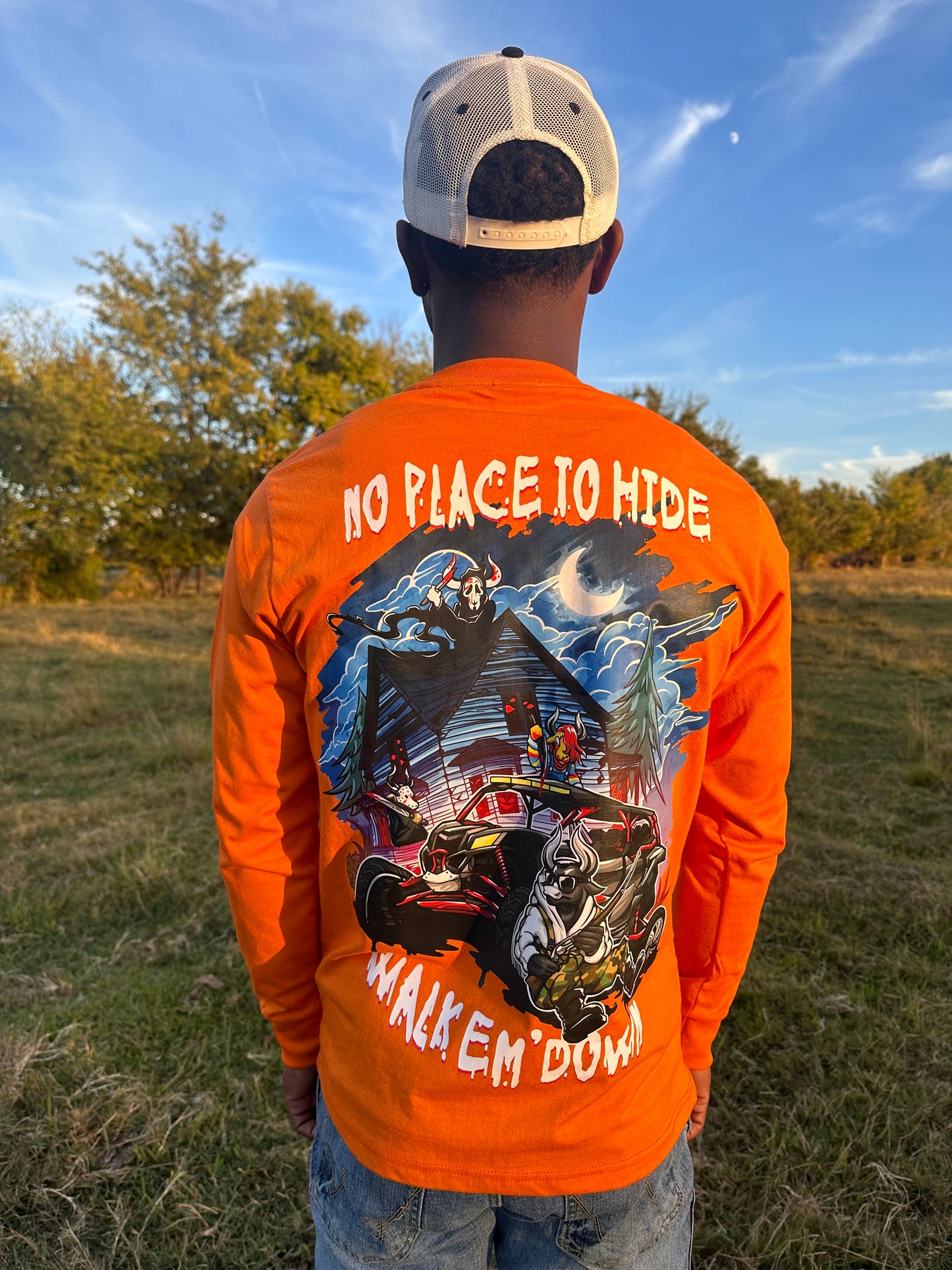 Orange Graphic Long Sleeve T-Shirt